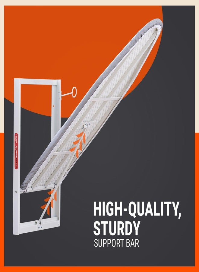 Bathla طاولة/لوح كي الملابس الجداري Bathla X-Pres Vault | موفرة للمساحة وقابلة للطي | أبيض | تركيب ذاتي | ذراع تحرير سهل، غطاء قطني قابل للإزالة، أدوات تثبيت - Image 4